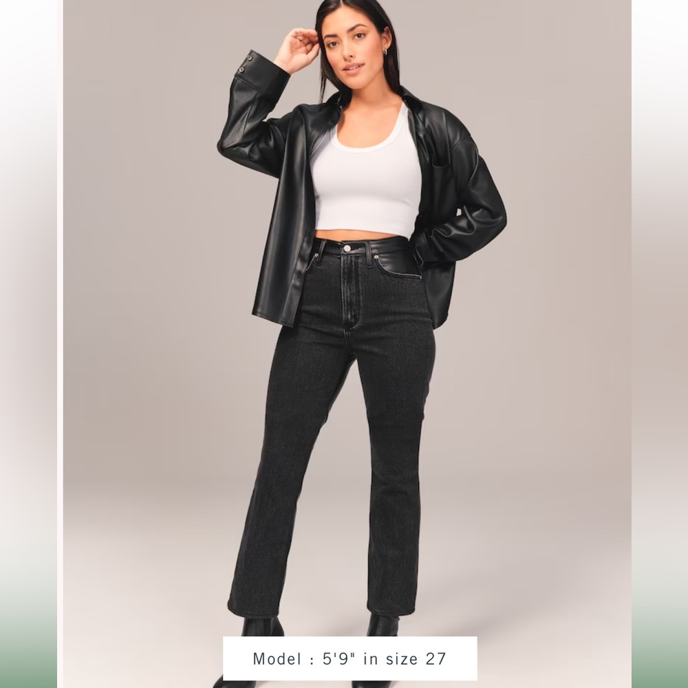 Abercrombie Mixed Fabric Curve Love Ultra High Rise Ankle Straight Jean
